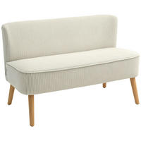 SOFA 2 Sitzer modern Couch ohne Armlehne Polstersofa mit Cord-Optik Cremeweiß - Beige, Textil (56.5/77/117cm) - HOMCOM