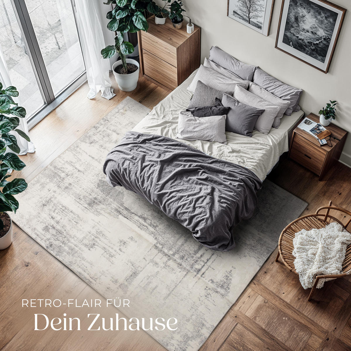 TEPPICH Vintage Design Nadira,rutschfeste Unterseite,beige/grau - Beige/Grau, Textil (200/274cm) - tectake