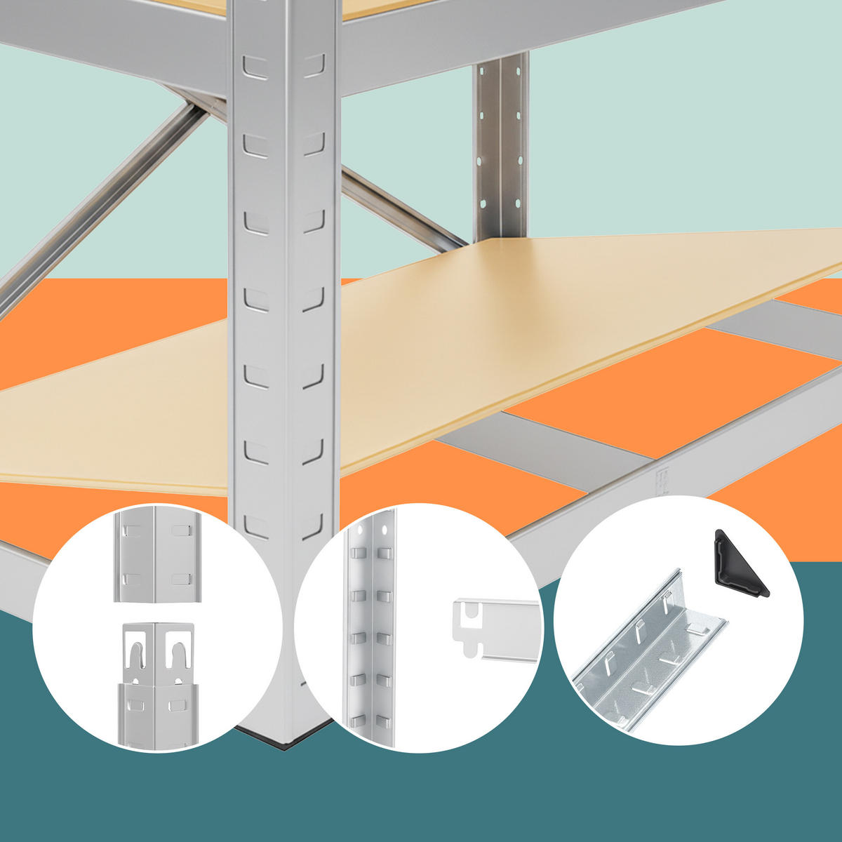 SCHWERLASTREGAL - Multicolor, Holzwerkstoff/Kunststoff (100/180/60cm) - Relaxdays