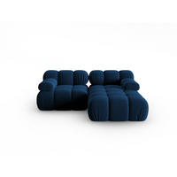 MODULARES-ECKSOFA rechts Bellis aus Samt königsblau 3 Sitzplätze - Blau, Textil (157/191cm) - Micadoni