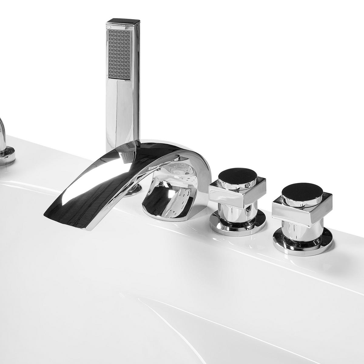 WHIRLPOOL-BADEWANNE mit LED 150x201x57 cm weiß Mangle - Weiß, Kunststoff (150/57/201cm) - Beliani