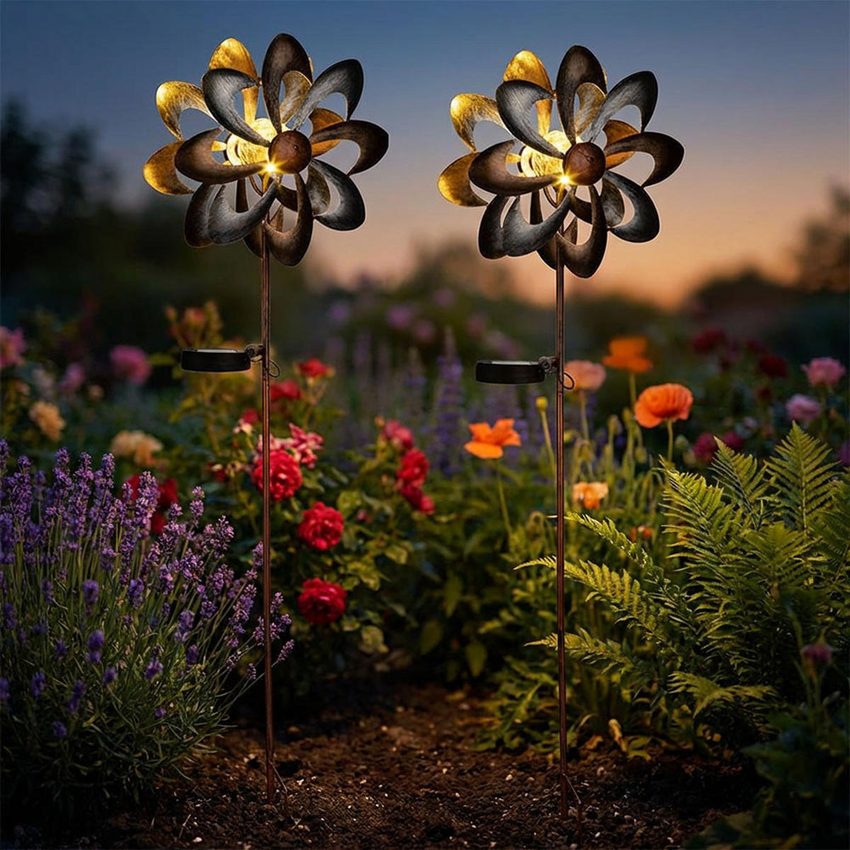 SOLARLEUCHTE Blumen-Design Braun, LED, 92 cm - Braun, Glas (23/12.5/92cm)