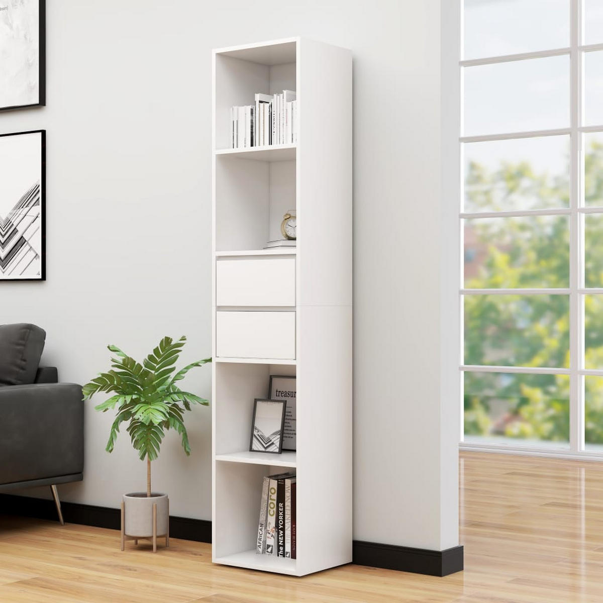 BÜCHERREGAL Weiß 36x30x171 cm Holzwerkstoff - Weiß, Holzwerkstoff (36/171/30cm) - furnicato