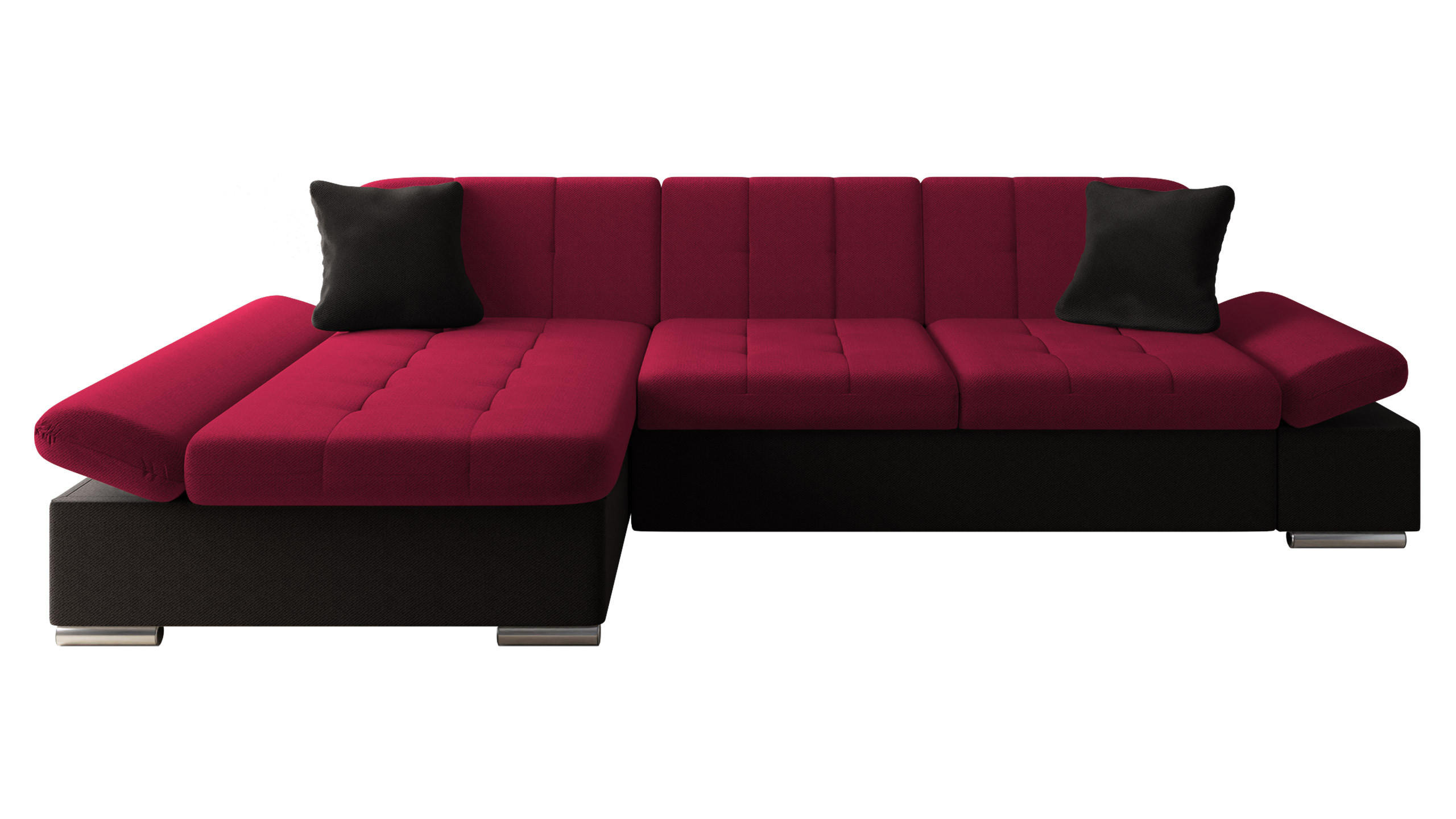 ECKSOFA Malwi, Seite: Links - Rot, Holz/Textil (278/161cm) - MIRJAN24