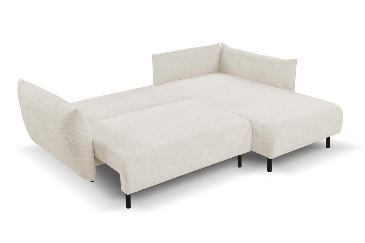 ECKSOFA ADEL mit Schlaffunktion und Bettkasten, L-förm, Metallbeine, verstellbar lose Rückenkissen, freistehend, RECHTS, 257x171x90 cm, Sand-coloured - Sandfarben, Holz/Textil (257/171cm) - DomoHome