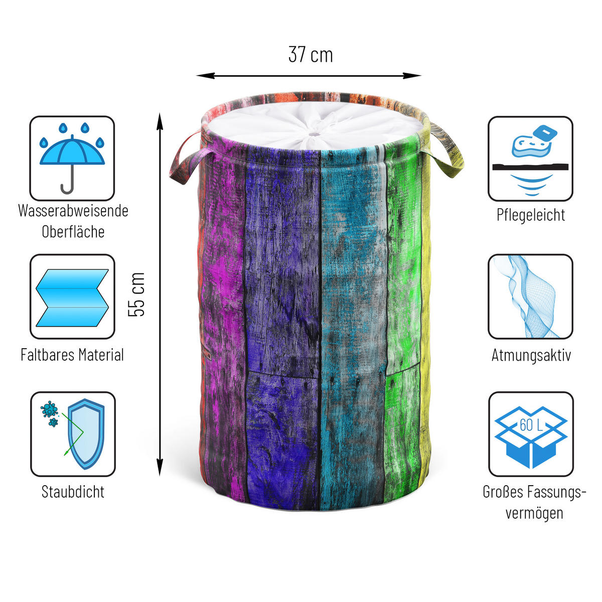 WÄSCHEKORB Rainbow - Multicolor, Textil (37/55/55cm) - Sanilo