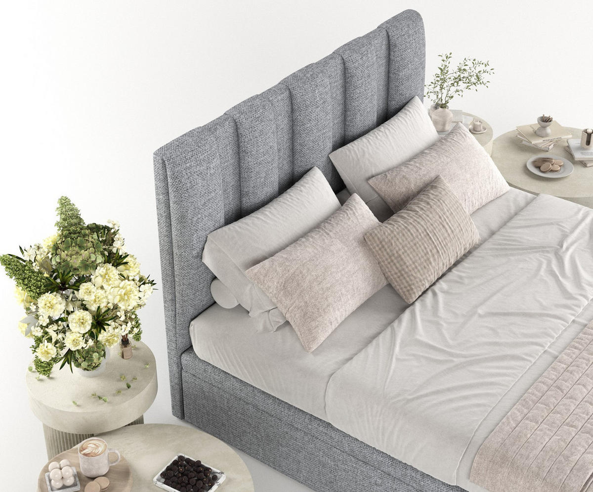 POLSTERBETT Orta mit Stauraum 140/200 cm Grau im Alta Stoff - Schwarz/Grau, Holz/Holzwerkstoff (140/200cm) - AltaBeds