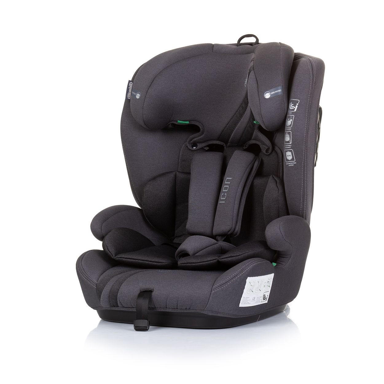KINDERSITZ Icon i-Size (76-150cm) grau Gruppe 1/2/3 Isofix verstellbar - Grau, Kunststoff (44/61/45cm) - Chipolino