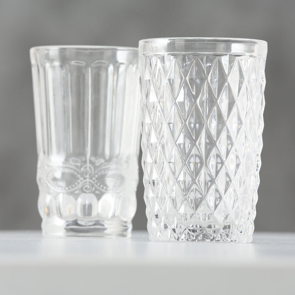 GLAS mit Verzierung Aurora Muster 1 300 ml 8/8/13 cm - Transparent, Glas (0.3L) - Boltze Home