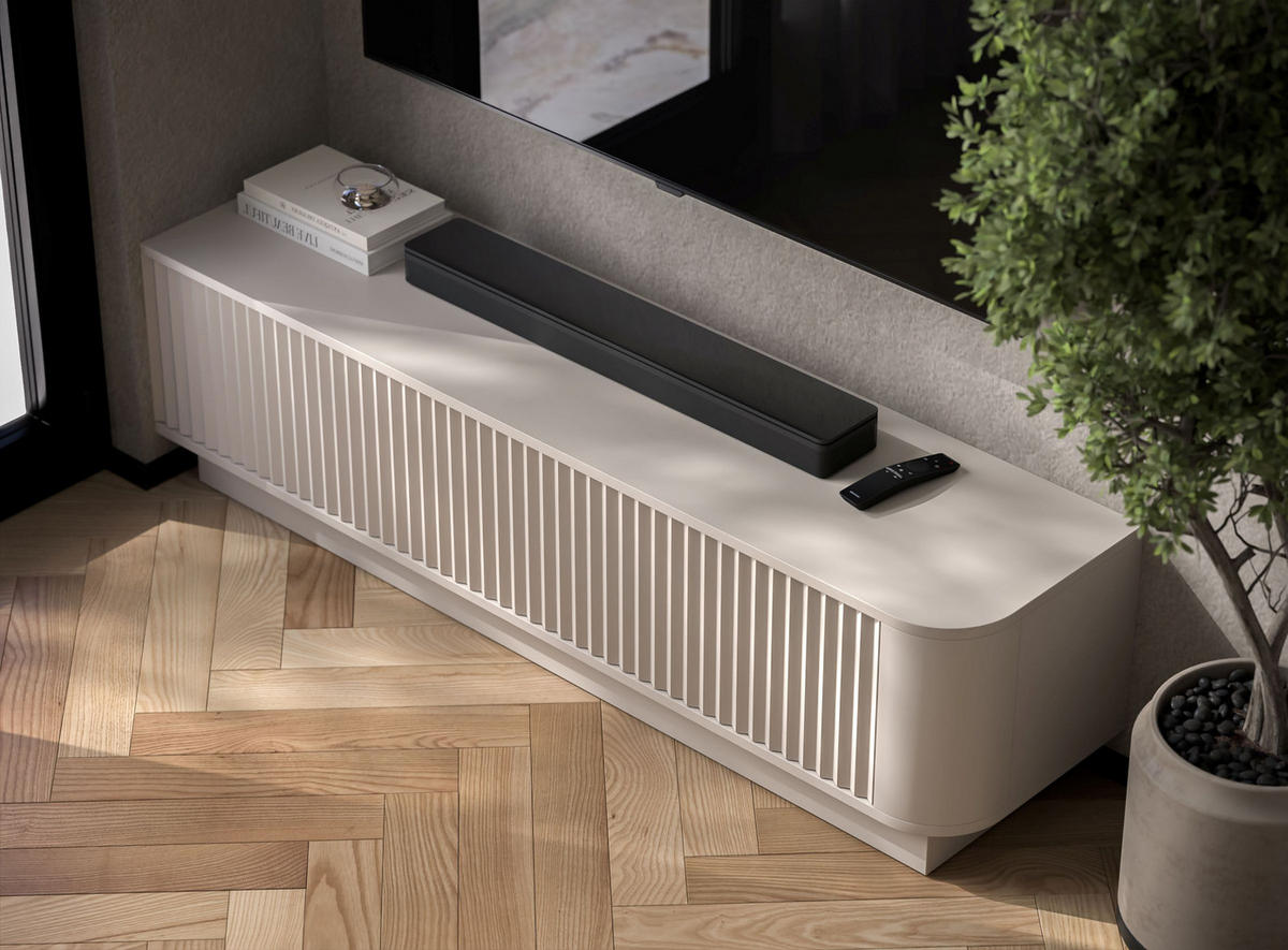 TV stolek Aurora kašmírový matný 140 cm s podstavcem - kašmírová, kompozitní dřevo (140/37/35cm) - Meble Lindner