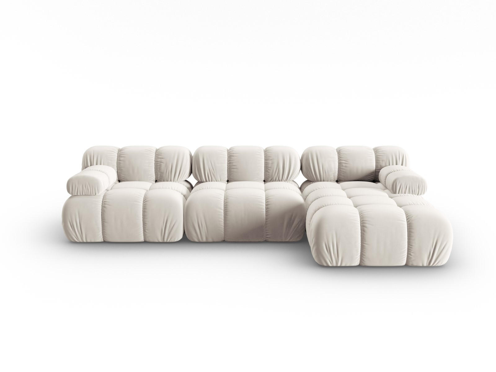 MODULARES-ECKSOFA rechts Bellis aus Samt leichtes beige 4 Sitzplätze - Creme, Textil (122/285cm) - Micadoni