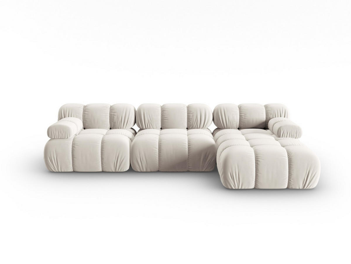 MODULARES-ECKSOFA rechts Bellis aus Samt leichtes beige 4 Sitzplätze - Creme, Textil (122/285cm) - Micadoni