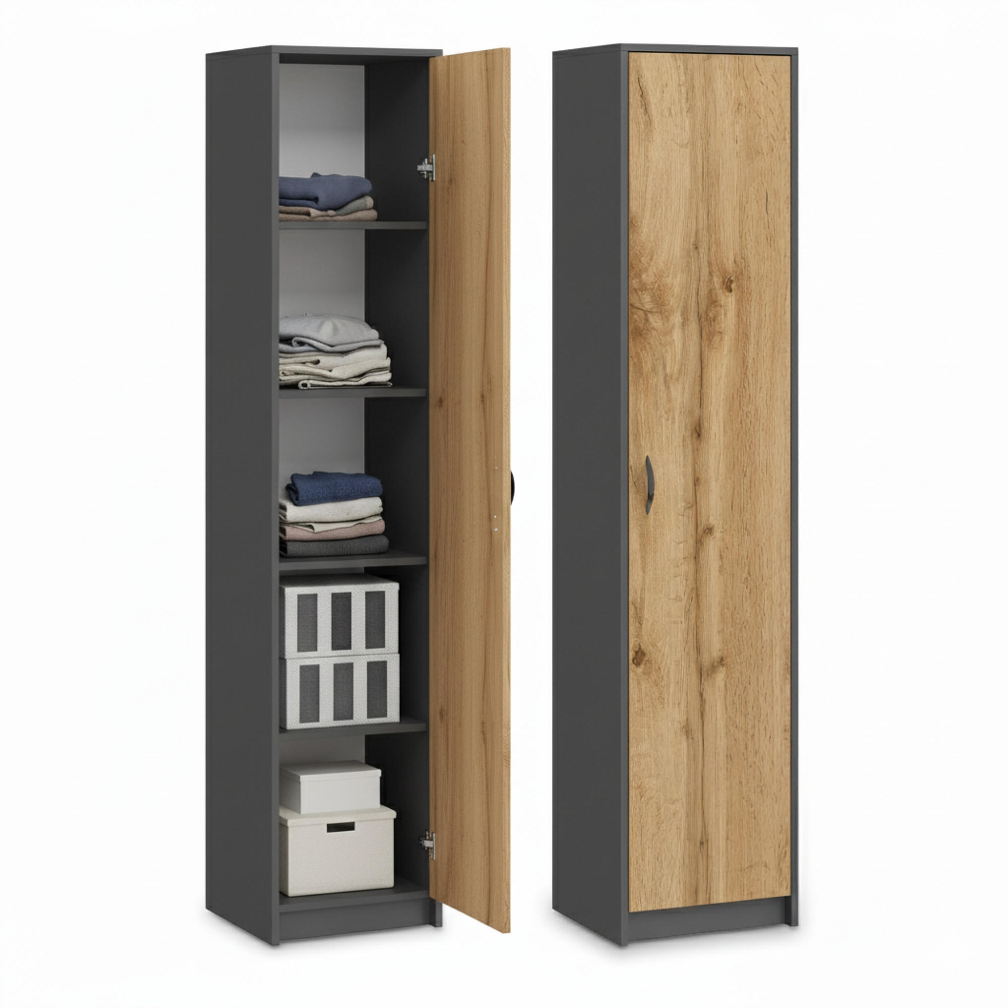 Home Collective MEHRZWECKSCHRANK mit 4 Einlegeböden 50 cm Breite in graphit-eiche jetzt nur online ➤