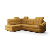 ECKSOFA KONGO RBN09, Eckcouch in L-Form mit Schlaffunktion, Farbe: Gelb, Velourstoff, Ottomane Links - Gelb, Textil (260/180cm) - O-Sofa