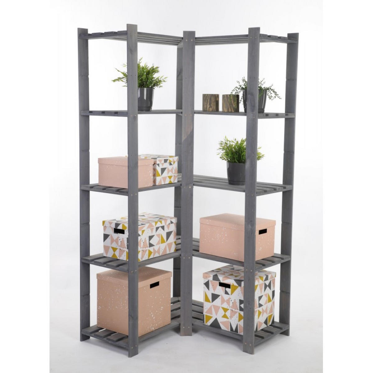 ECKREGAL PINEPEAK 170x85x38cm 5 Fachboden 1,2cm dickes Kiefernholz Grau - Grau, Holz (85/170/38cm) - PROREGAL