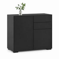 SIDEBOARD aus Sperrholz 79x36x74 cm Schwarz mit 2 Schubladen, 2 Türen und verstellbarem Einlegeboden - Schwarz, Holzwerkstoff (79/74/36cm) - IVMEU