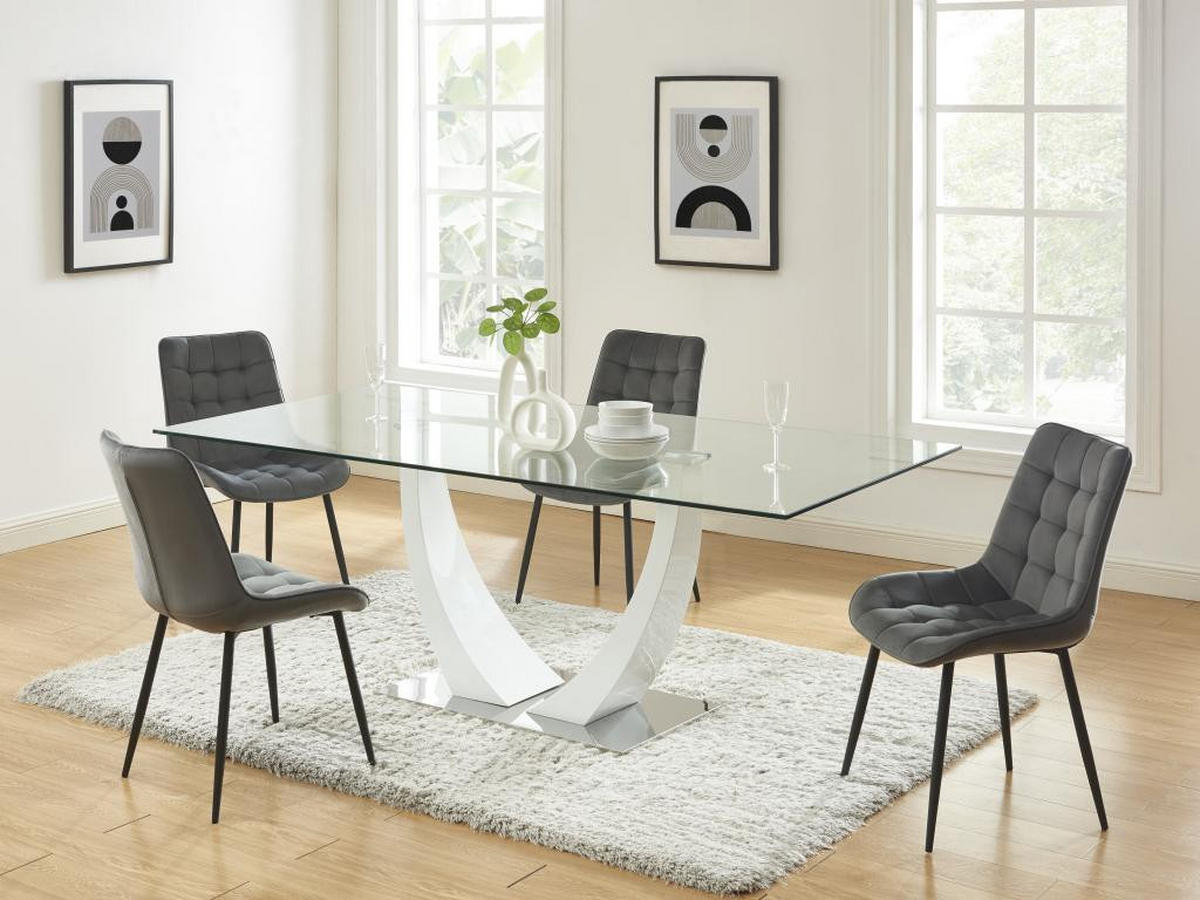 POLSTERSTUHL 2er-Set - Samt & schwarzes Metall - Grau - OLLUA - Grau, Textil (60/87/49.5cm) - Vente-Unique