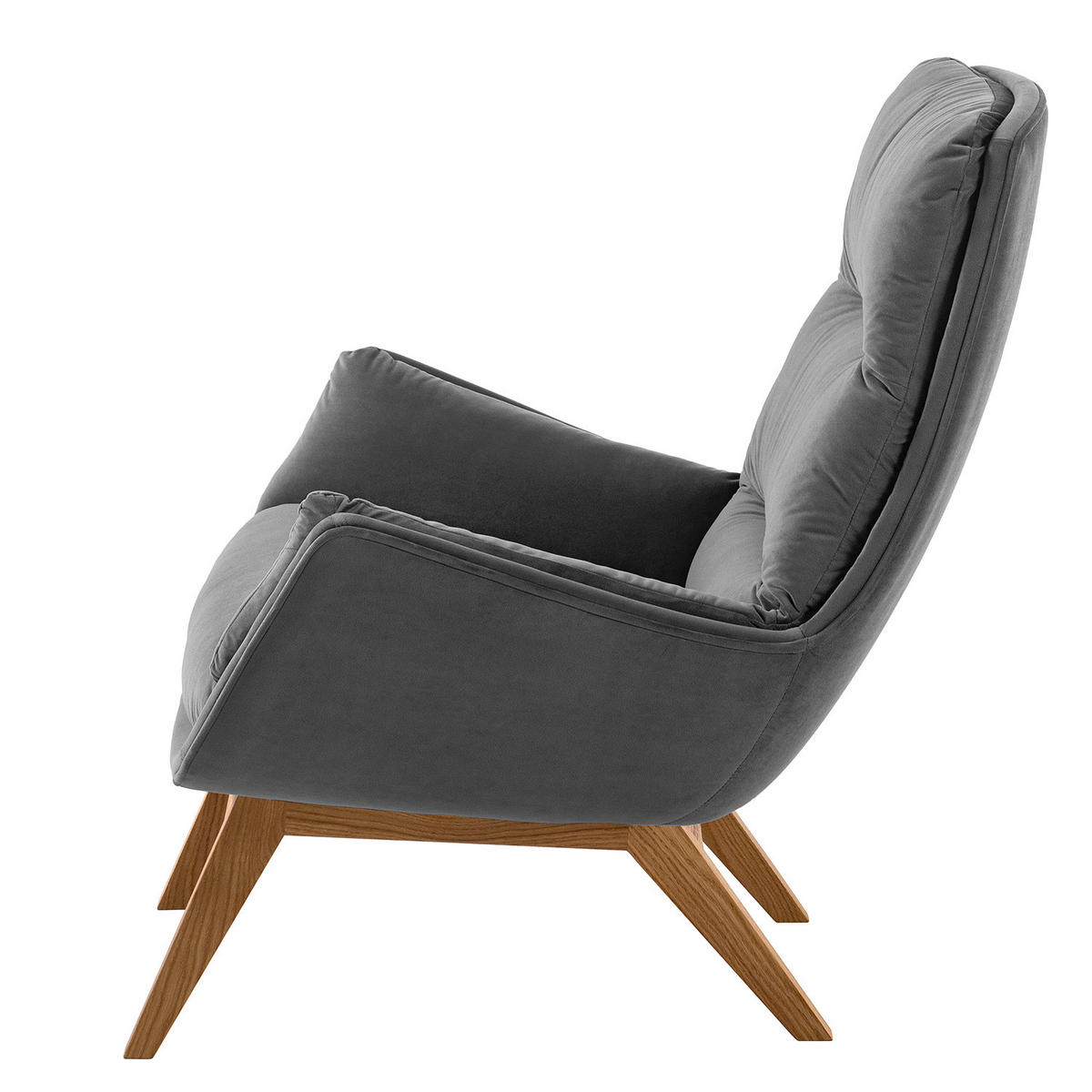 SESSEL mit Holzfüßen - Eichefarben/Grau, Eichenholz/Textil (83/95/97cm) - home24