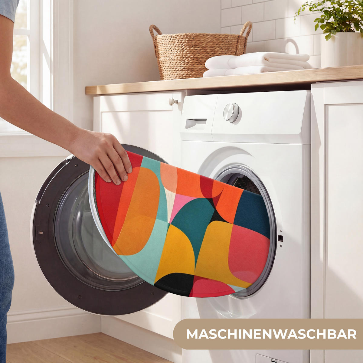 KOUPELNOVÁ PŘEDLOŽKA Tvary - barevné - abstraktní - letadla 70x70 cm - různobarevná, textil/plast (70/70cm) - OnlyWow