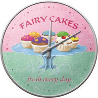 WANDUHR 31 cm Fairy Cakes Fresh every Day - Hellrosa, Metall (31/31/5cm) - Nostalgic-Art