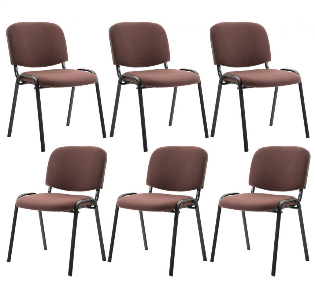 BESUCHERSTUHL 6er Set Stoff braun - Schwarz/Braun, Textil/Metall (53/83/53cm) - CLP