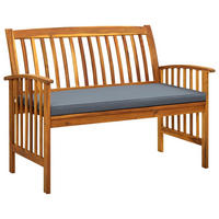 GARTENBANK Mit Kissen 119 Cm Massivholz Akazie - Dunkelgrau, Holz/Textil (119/90/64cm) - vidaXL