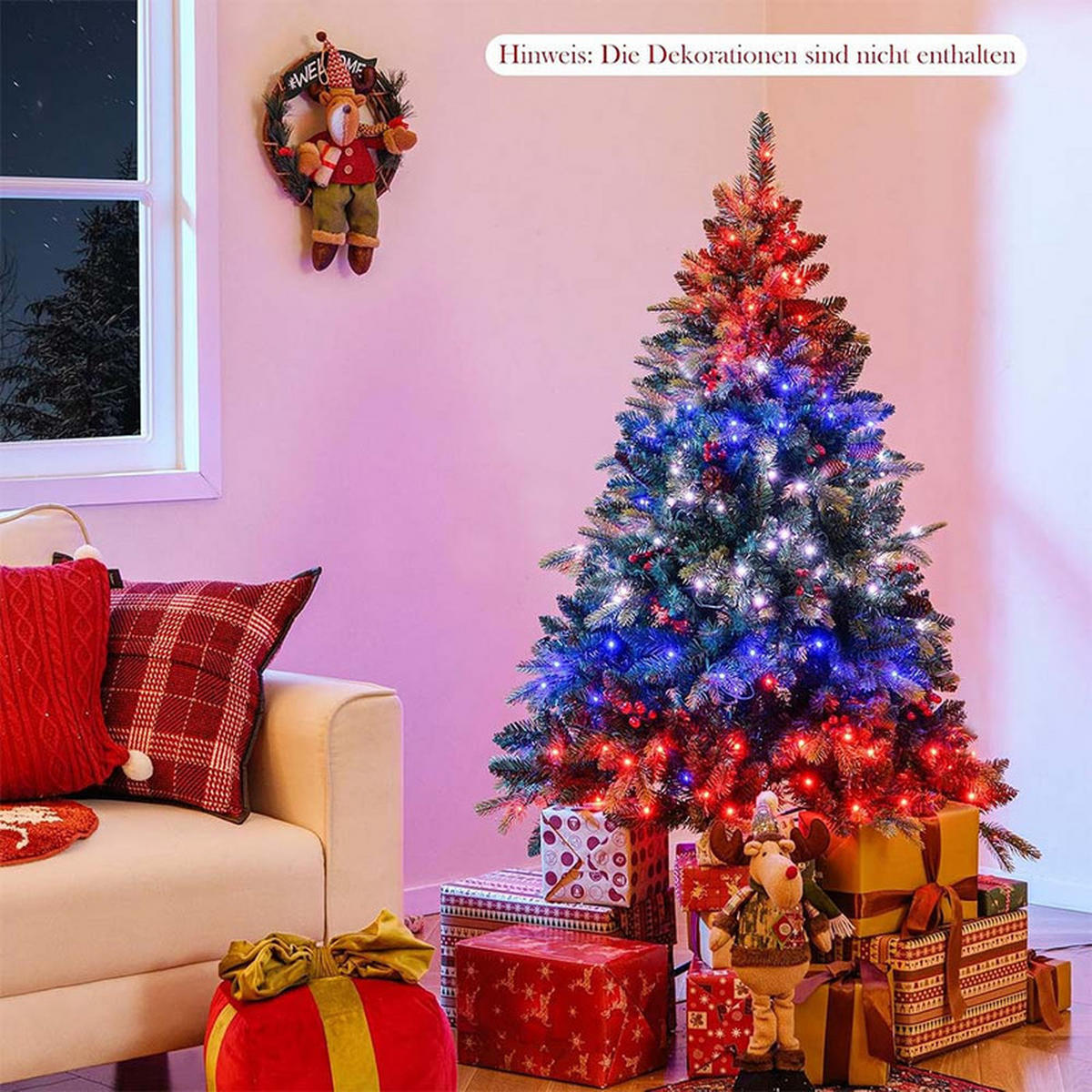 WEIHNACHTSBAUM mit 250 APP-gesteuerten RGB-Lichtern 150cm Grün - Grün, Metall (150cm) - COSTWAY