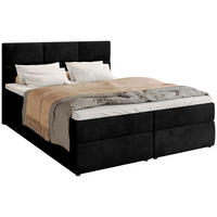 BOXBETT Boston mit Topper 180/200 Schwarz - Schwarz, Holzwerkstoff/Textil (180/200cm) - Bromarkt