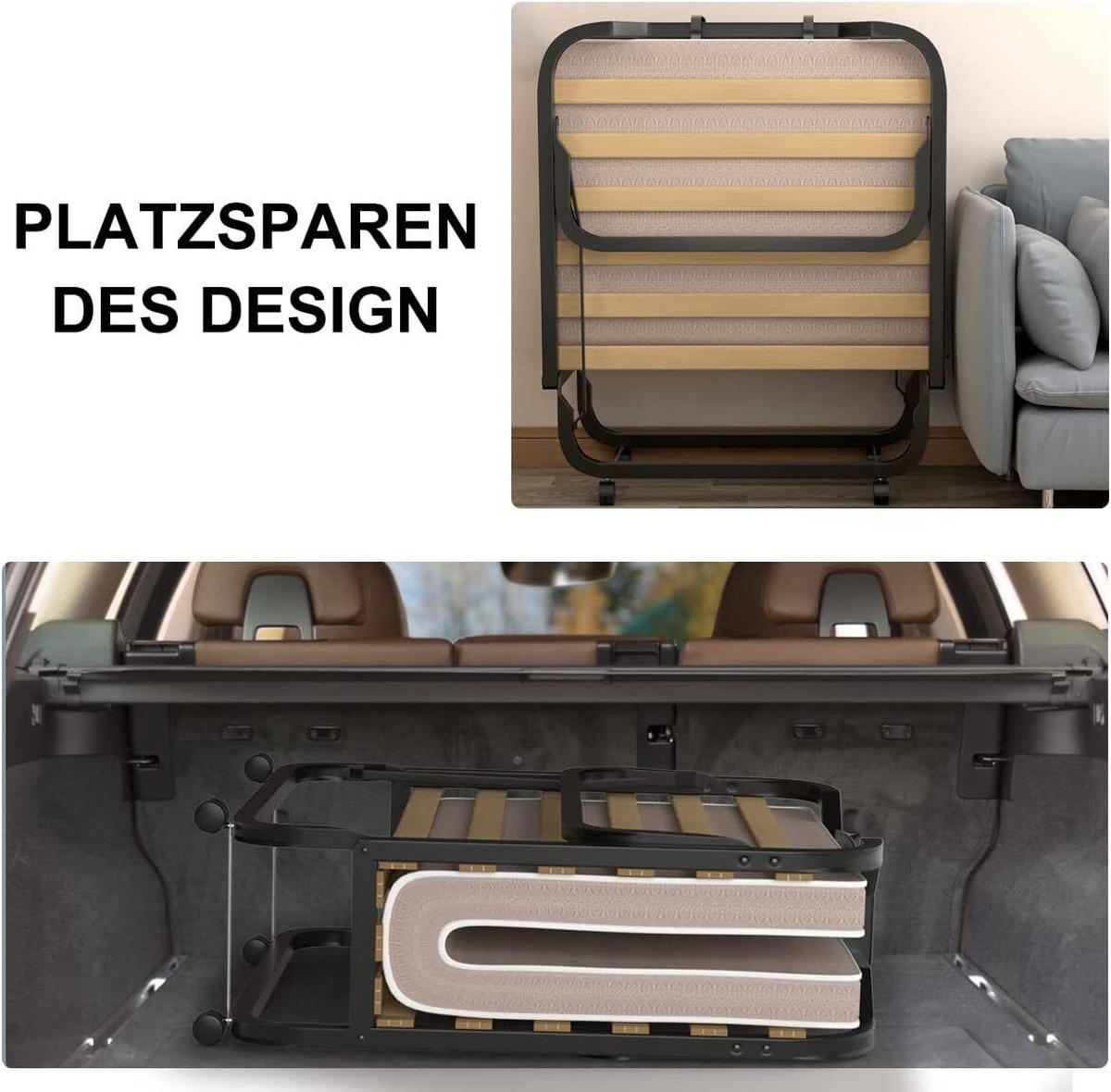 GASTEBETT Beige - Beige, Metall - COSTWAY