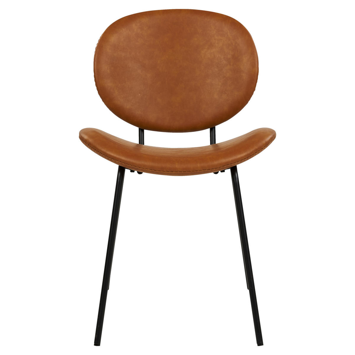 ESSZIMMERSTUHL 2er-Set Kunstleder Braun Luana - Schwarz/Braun, Textil/Metall (50/80/52cm) - Beliani