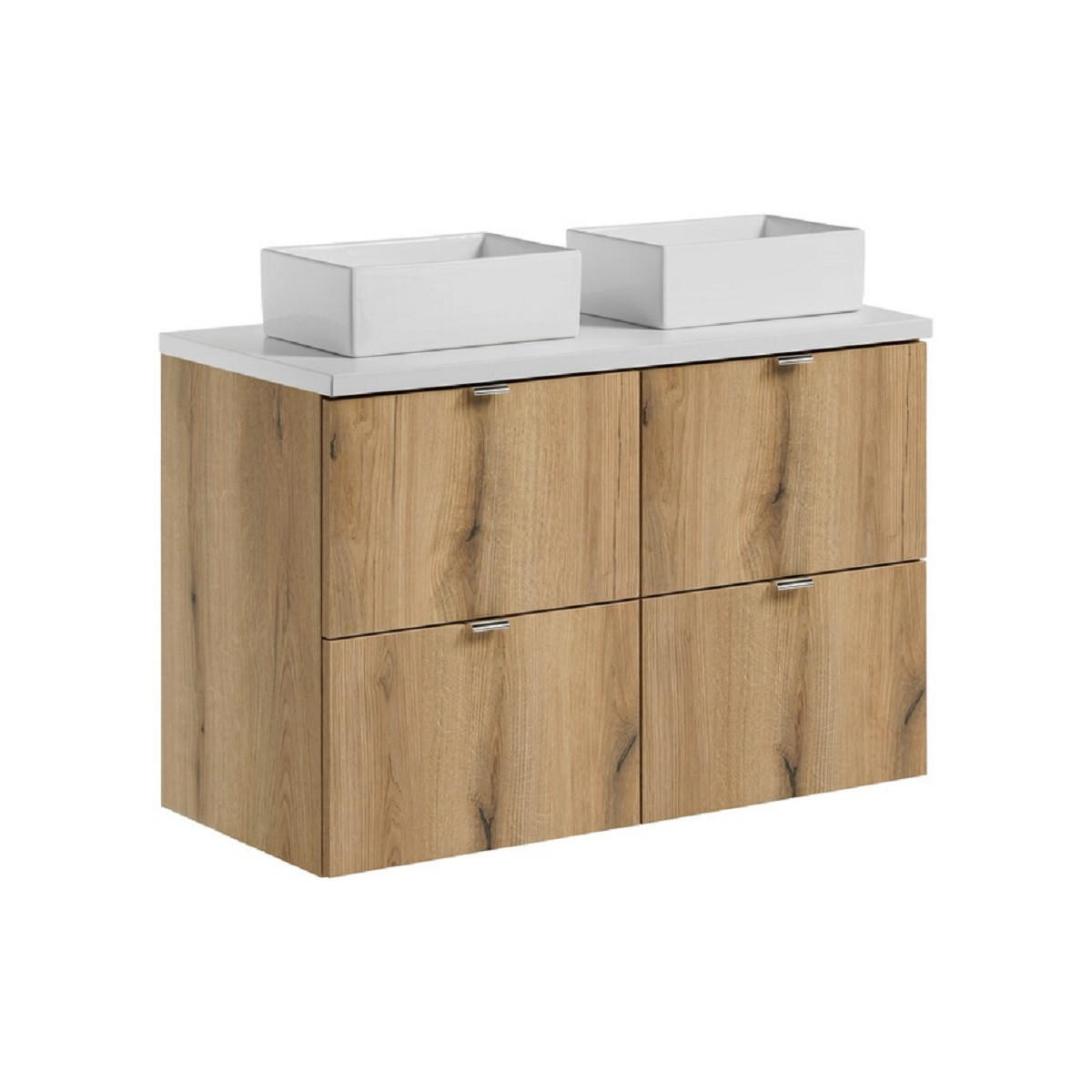 WASCHTISCHKOMBI 5Teile - Nova Oak N BM261 in Coast Evoke Oak/Weiß Matt - Eiche Wotan/Weiß, Holz (120/57/40cm)