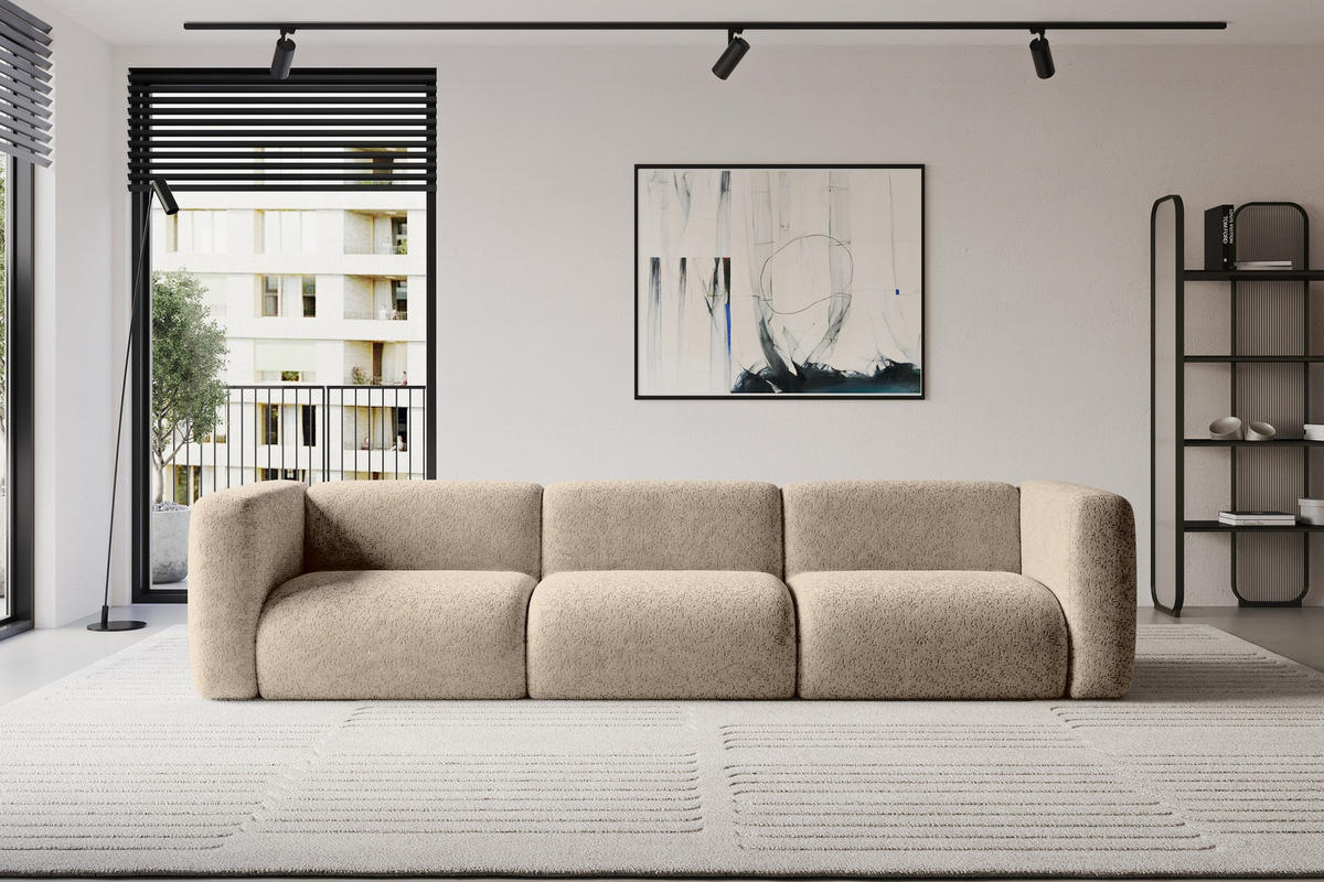 MODULÁRNÍ pohovka MIRA-S2, 3místná, 319 × 89 × 70 cm, hnědá, velur - černá/hnědá, kompozitní dřevo/textil (319/70/89cm) - ALTDECOR