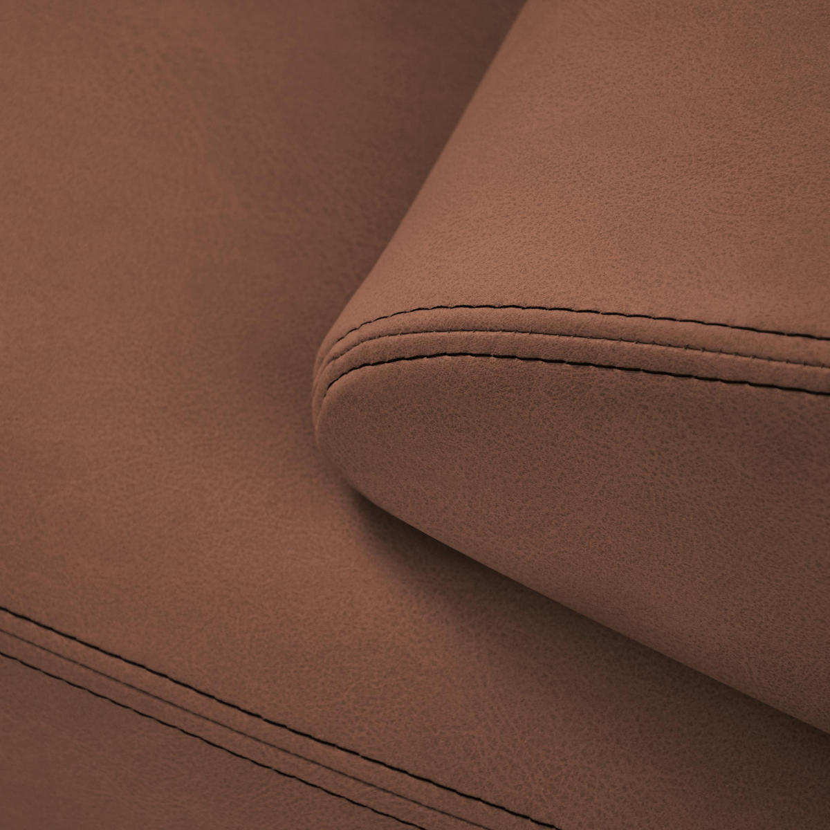 3-SITZER SOFA Omega aus Kunstleder, Dunkelorange - Dunkelorange/Schwarz, Leder (225/88/98cm) - Beautysofa