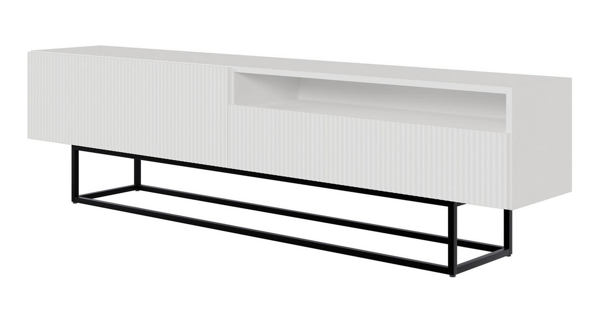 TV-SCHRANK Veldio Weiß Schwarz mit offenem Fach 175 cm - Schwarz/Weiß, Holzwerkstoff/Metall (175/46.5/31.6cm) - Selsey