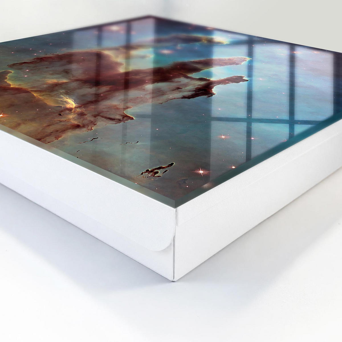 SCHLÜSSELBOX Weiß 30x30 cm – Türöffnung nach rechts - Kosmische Vision - Blau, Metall (30/30/5cm) - TULUP
