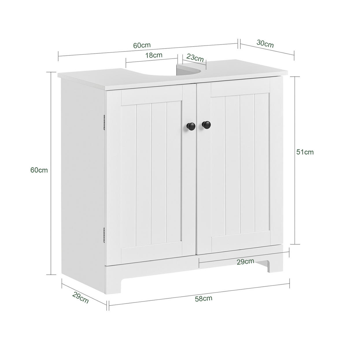 WASCHBECKENUNTERSCHRANK Weiß - Weiß, Holzwerkstoff (60/60/30cm) - SoBuy
