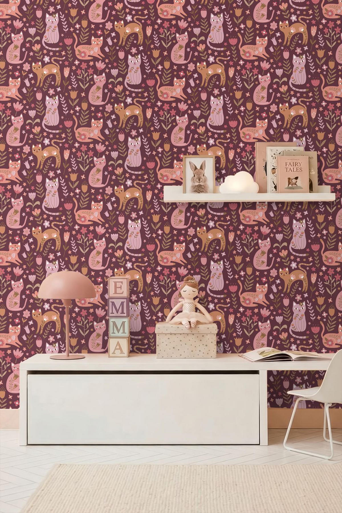 TAPETE Kätzchen 50 x 900 cm - Lila, Papier (50/0.1cm) - ESTAhome