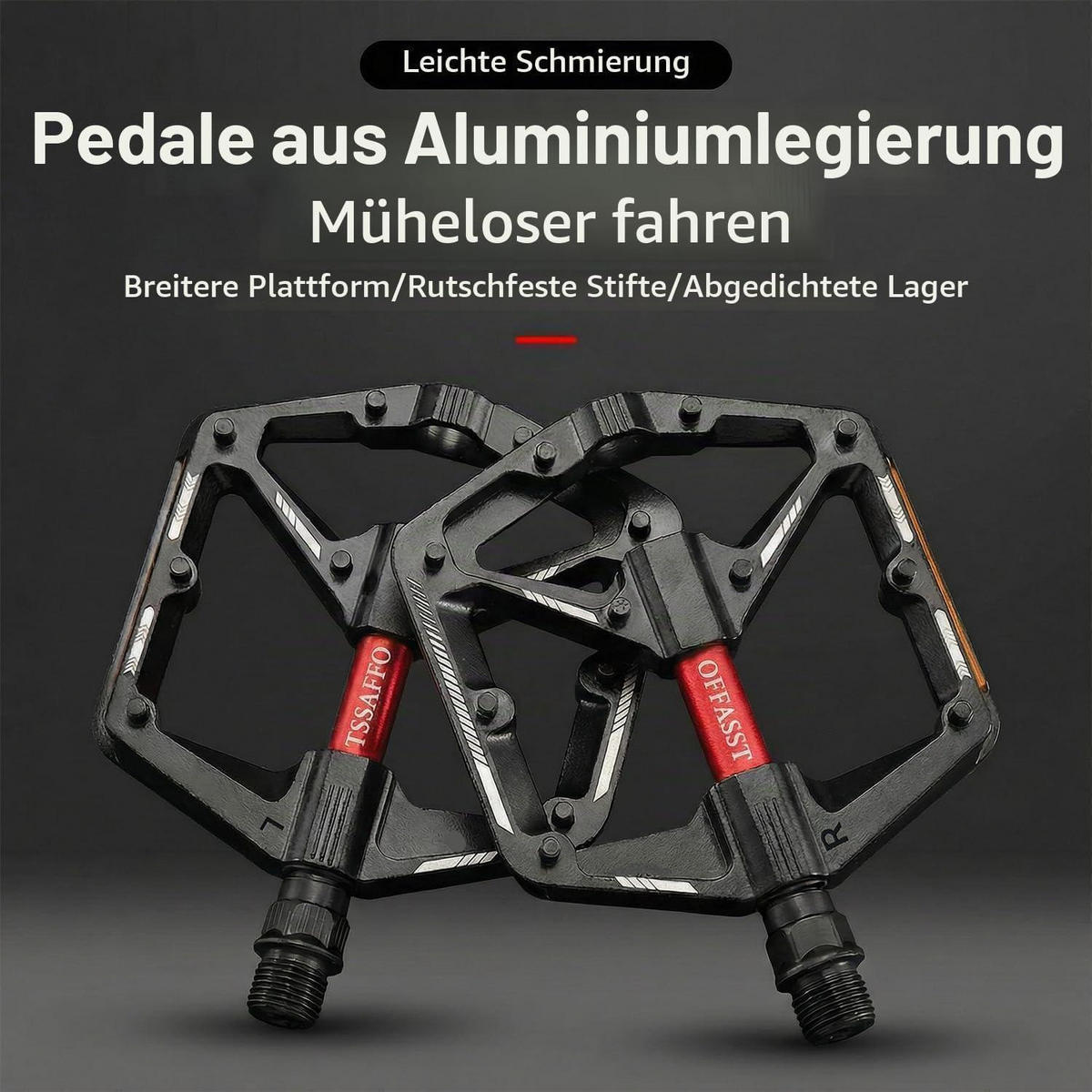 FAHRRADPEDALE Flats CNC-Aluminium mit 10 Anti-Rutsch-Stiften und Cr-Mo Achslager - Schwarz, Metall (13.3/2/10.4cm)