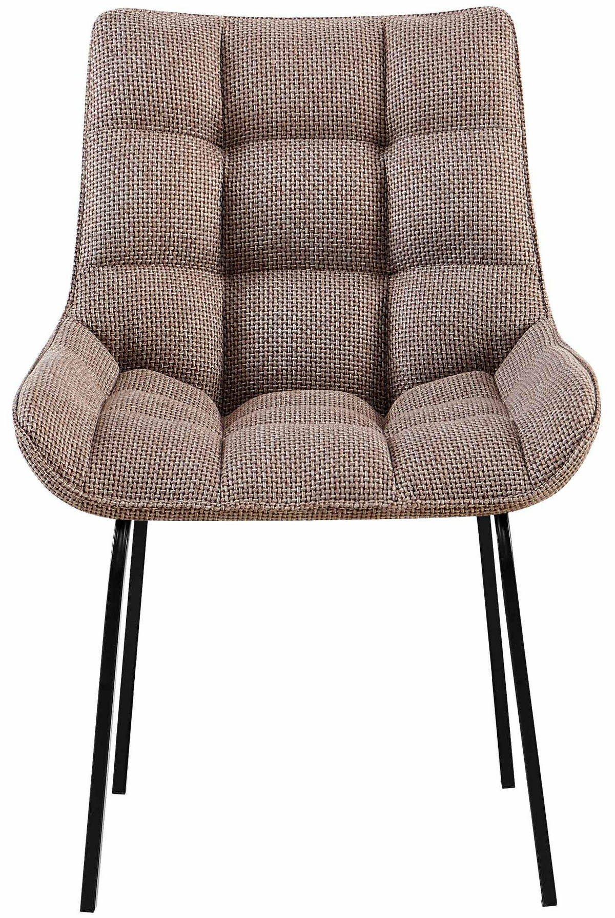 STUHL 2er Set Stoff Terrabraun - Dunkelbraun/Schwarz, Textil/Metall (58/84/57cm) - CLP