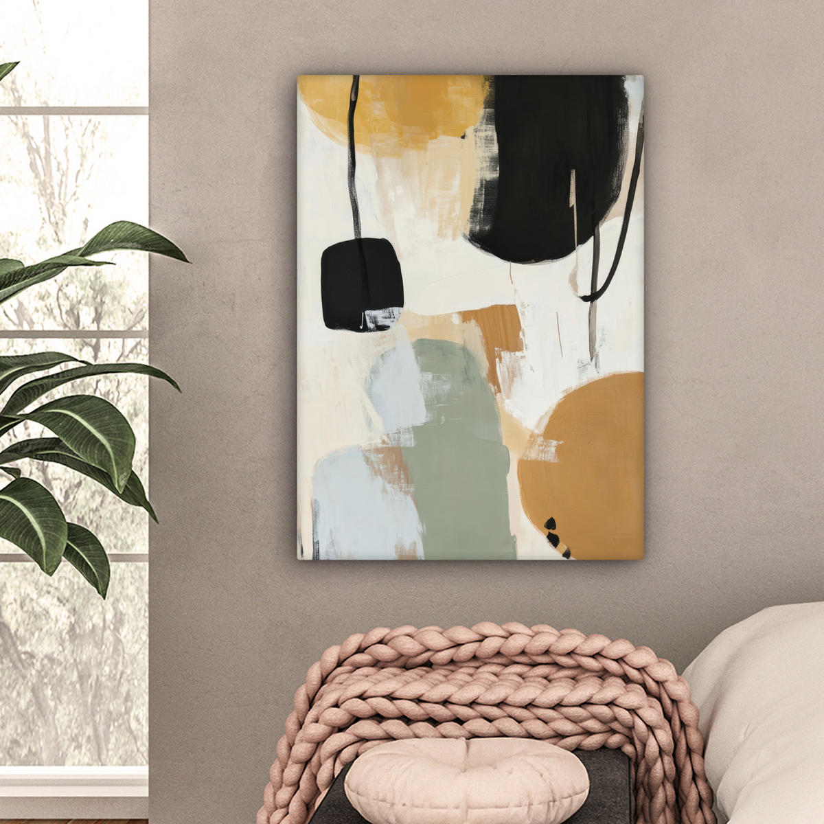 LEINWANDBILD Farbe - Abstrakt - Farben 60x80 cm - Currygelb, Textil (60/80cm) - MuchoWow