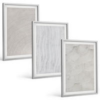 BILDER SET 3er Set - 40x60 cm Silberner Rahmen - Sandmuster geometrische Strukturen - Silberfarben, Kunststoff (40/60cm) - TULUP