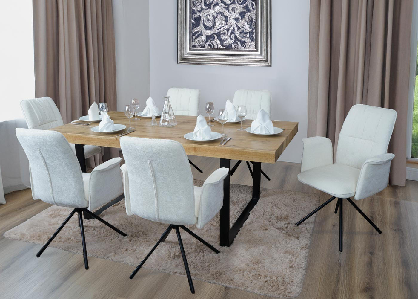 Thumbnail - MCW Esszimmerstuhl, Weiß, Textil, 70x94x60 cm, Esszimmer, Stühle, Esszimmerstühle, Vierfußstühle