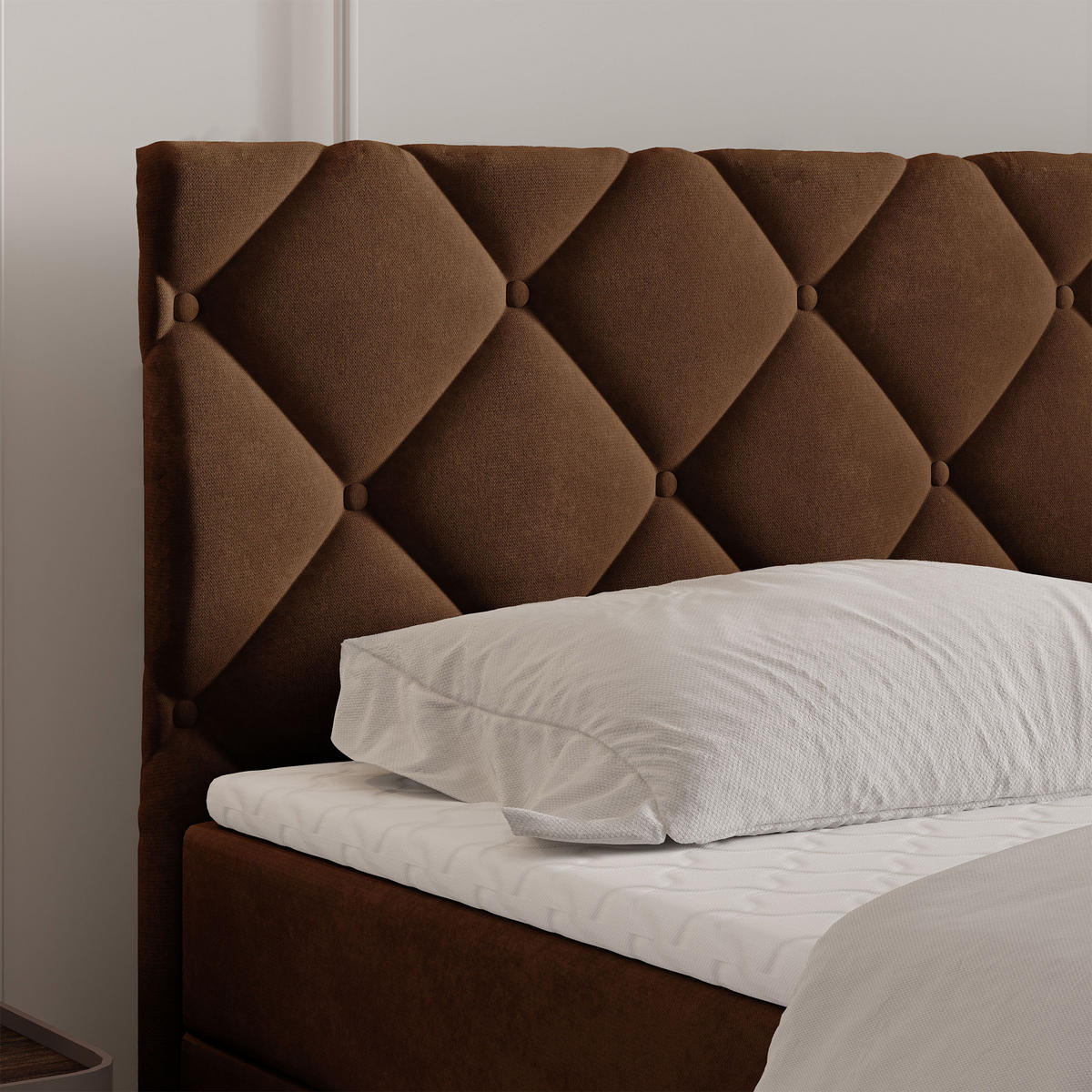 BOXBETT ROVARI 160x200 cm mit Matratze und Topper - Braun - Braun, Holz (160/200cm) - MASSENO