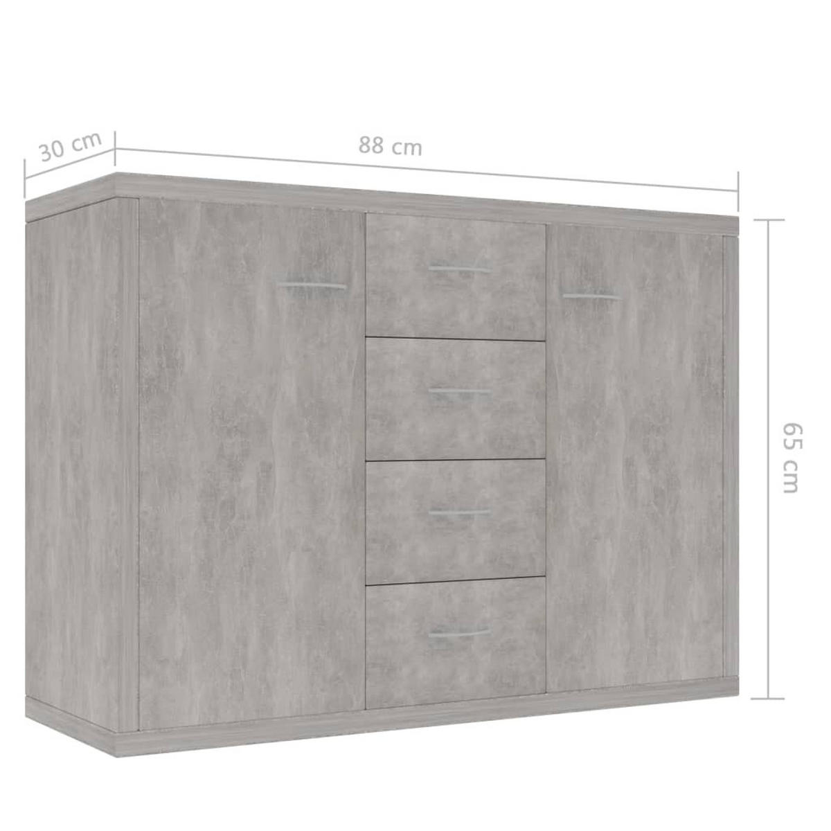 SIDEBOARD Betongrau 88/30/65 Cm Holzwerkstoff - Hellgrau/Grau, Holz/Metall (88/65/30cm) - vidaXL
