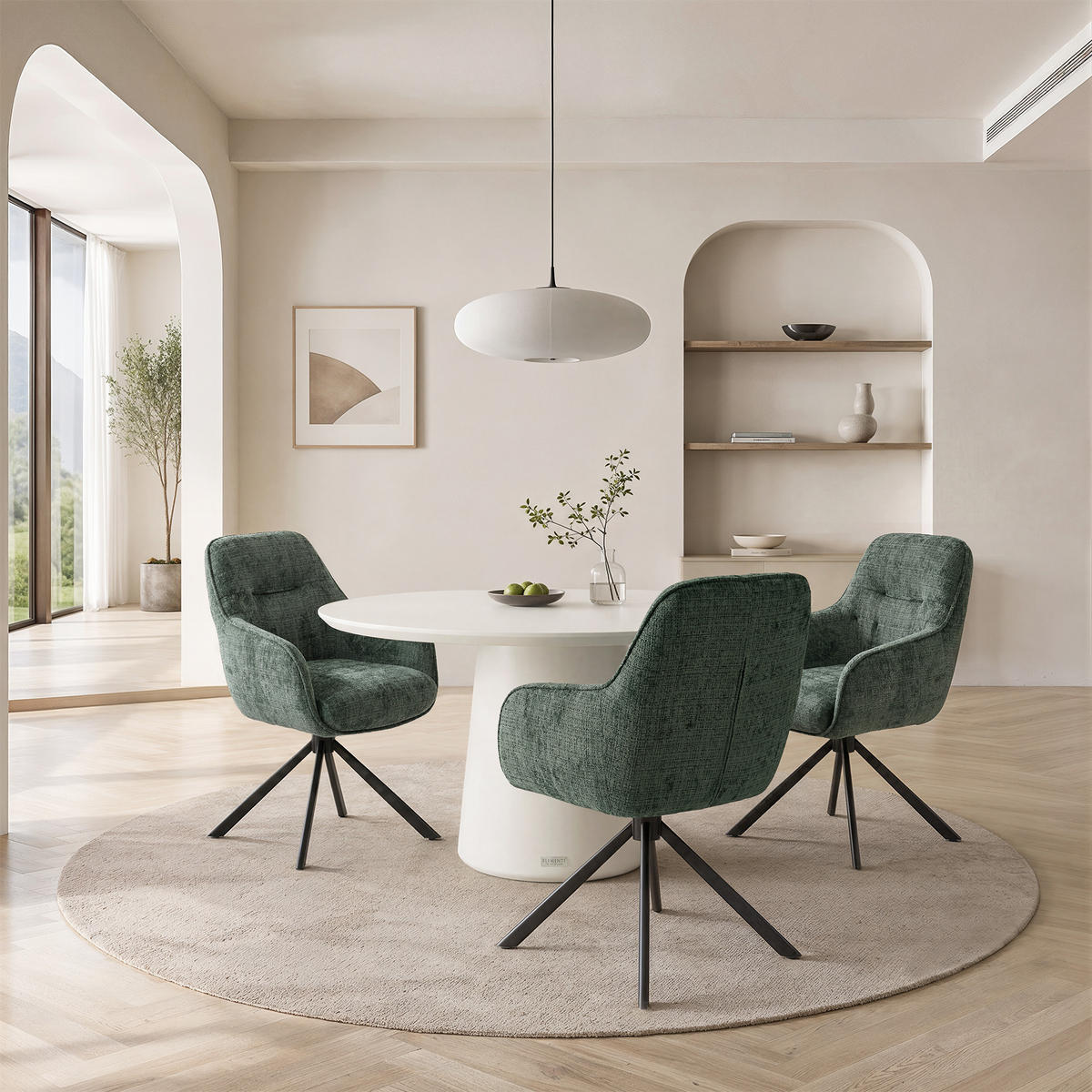 ESSZIMMERSTUHL AURA aus Metall und Stoff 67x62x89 (2er-Set) - Smaragdgrün, Textil/Metall (62/89/67cm) - Elementi