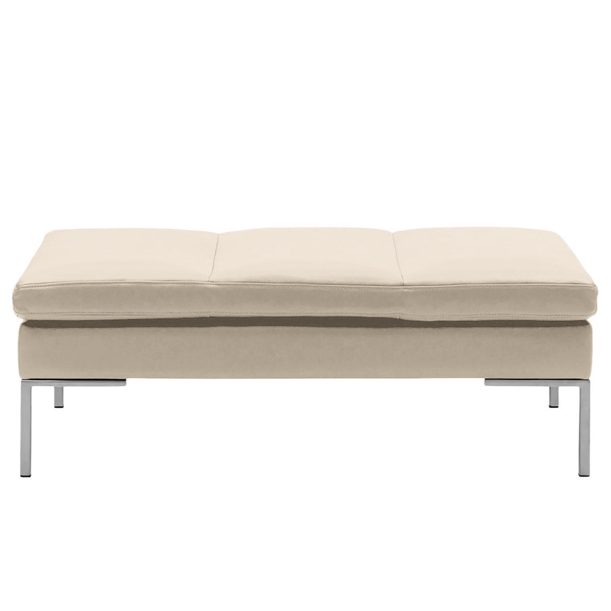 POLSTERHOCKER - Chromfarben/Hellgrau, Leder/Metall (108/40/69cm) - home24