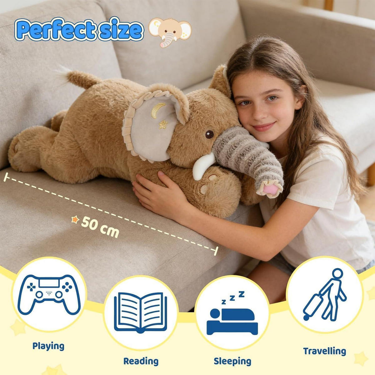 PLÜSCHTIER Elefant 50 cm Braun - Braun, Textil (25/50cm)
