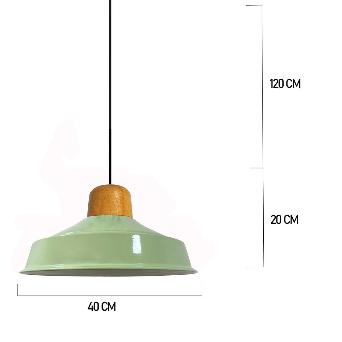 PENDELLEUCHTE Asletl 40/20 cm - Mintgrün, Holz/Metall (40/20cm) - Bamyum