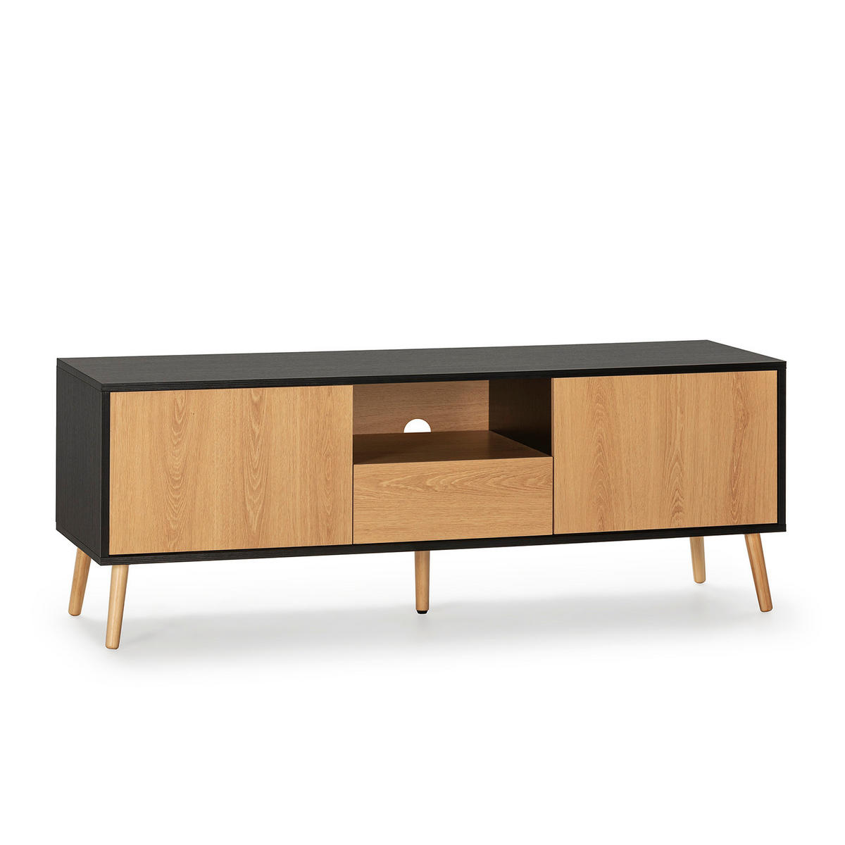 TV-ELEMENT Apolo 2 Schubladen, Schwarz/Holzfarbe - Schwarz, Holzwerkstoff (136/49/40cm) - VS Venta-stock
