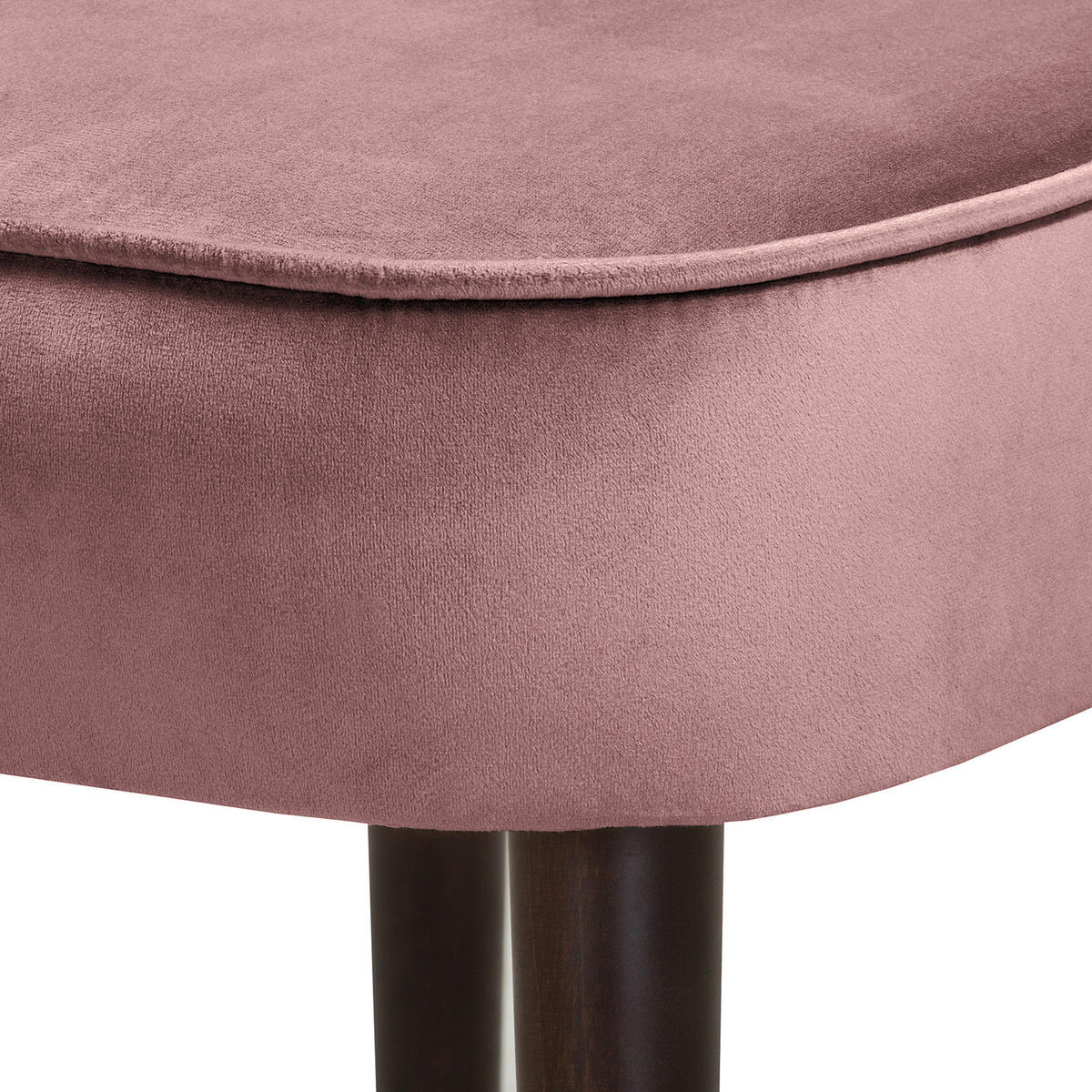 SESSEL - Samt - Mauve/Braun, Birkenholz/Textil (61/81/66cm) - home24